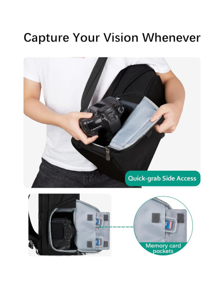 Mochila para Cámara BAGSMART Negra 30L para DSLR y Laptop 15.6"
