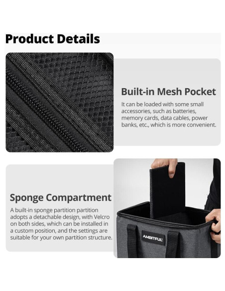 Bolsa de Cámara AMBITFUL PB18 con Compartimentos Ajustables