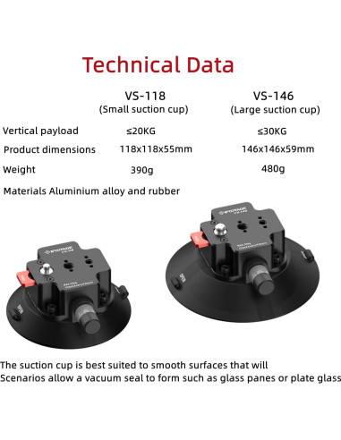 Soporte de cámara IFOOTAGE VS-146 con ventosa profesional