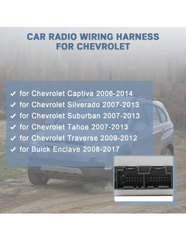 Adaptador de Arnés de Radio ISO 16 Pines Fiegromech para Chevrolet