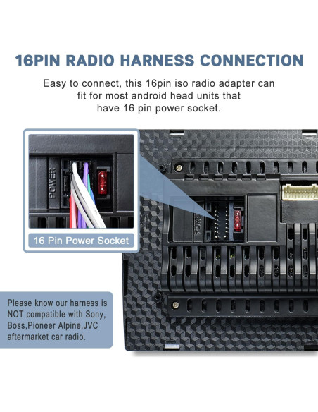 Adaptador de Arnés de Radio ISO 16 Pines Fiegromech para Chevrolet