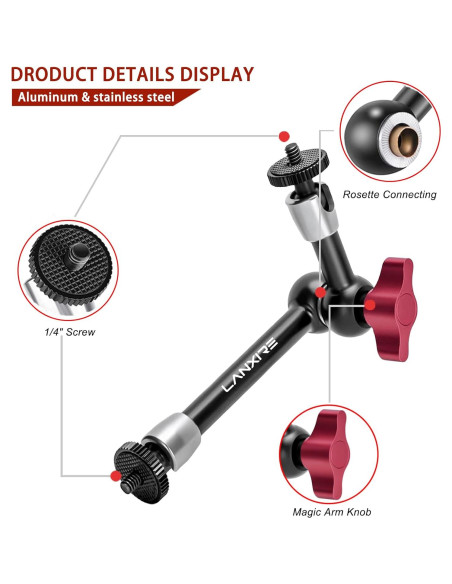 Brazo Mágico Articulado Lanxire 20 cm para Cámaras y Luces LED