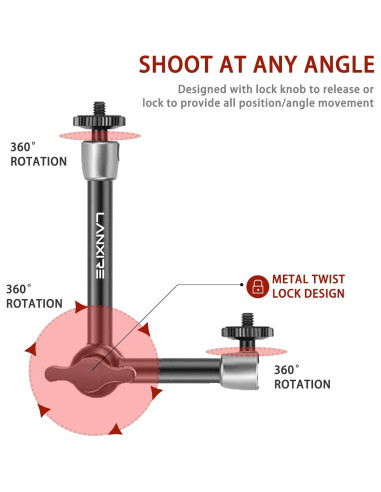 Brazo Mágico Articulado Lanxire 20 cm para Cámaras y Luces LED
