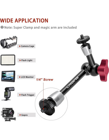 Brazo Mágico Articulado Lanxire 20 cm para Cámaras y Luces LED