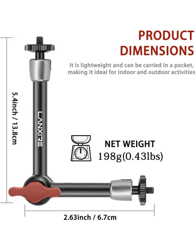 Brazo Mágico Articulado Lanxire 20 cm para Cámaras y Luces LED