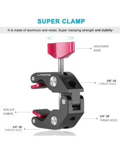 Abrazadera de Montaje para Cámara Lanxire L0256 - 2kg, Rojo y Negro 2