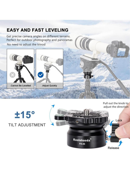 Base de Nivelación Koolehaoda PA-55 para Trípode 10 kg