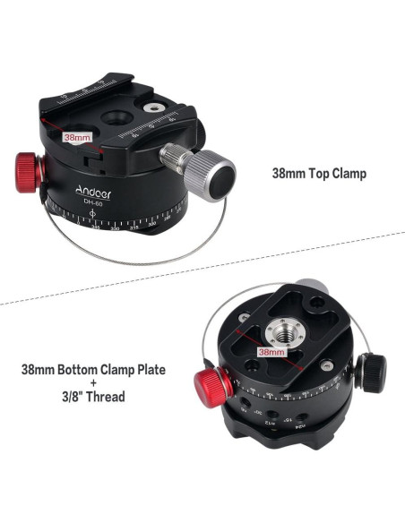 Cabezal de Bola Panorámico Andoer DH-60 para Trípode 15kg