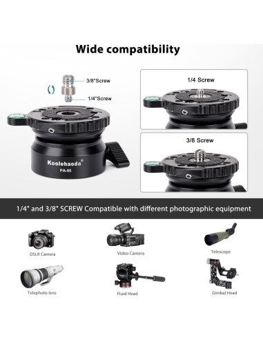 Base de Nivelación Koolehaoda PA-55 para Trípode 10 kg