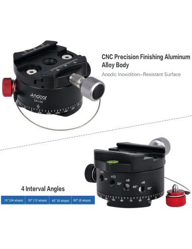Cabezal de Bola Panorámico Andoer DH-60 para Trípode 15kg