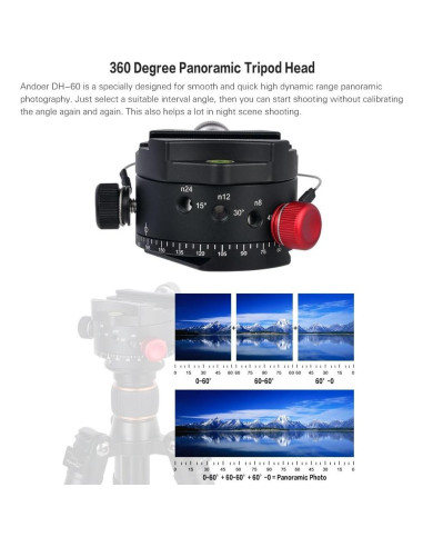 Cabezal de Bola Panorámico Andoer DH-60 para Trípode 15kg