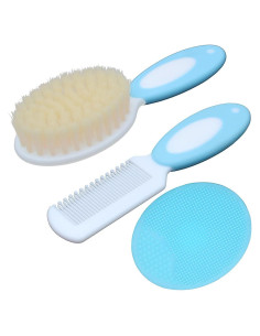Juego de Cepillos para Bebés Duruan - Silicona y Cabra - Azul