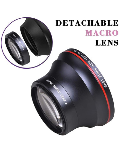 Lente Gran Angular 55MM Tectra 0.43X HD con Macro para Nikon y Sony