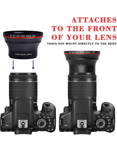 Lente Gran Angular 55MM Tectra 0.43X HD con Macro para Nikon y Sony