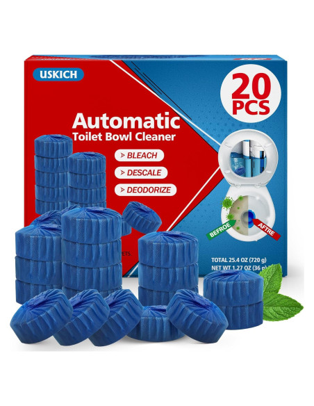 Tabletas Limpiadoras de Inodoro USKICH 20 Unidades Azul