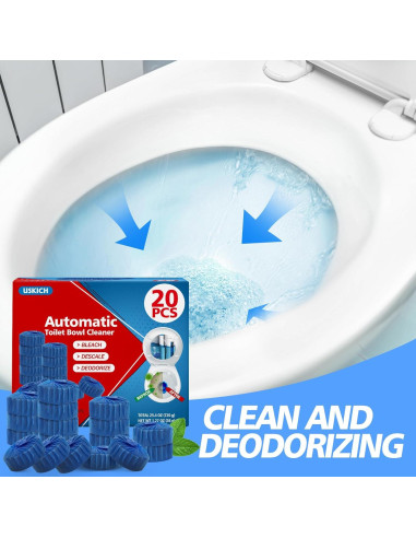 Tabletas Limpiadoras de Inodoro USKICH 20 Unidades Azul
