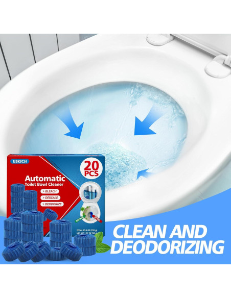 Tabletas Limpiadoras de Inodoro USKICH 20 Unidades Azul