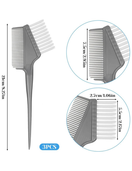3 Brochas para Teñir el Cabello YQQYG con Peine Integrado