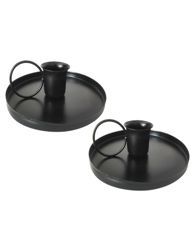 Soporte de Vela de Hierro Negro YIKANGHENG 10 cm - 2 Pcs