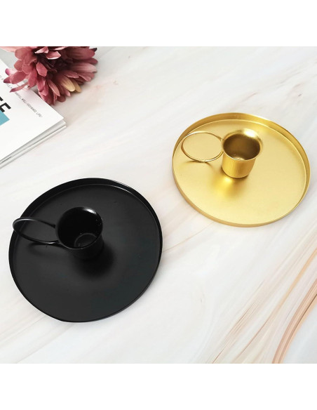 Soporte de Vela de Hierro Negro YIKANGHENG 10 cm - 2 Pcs