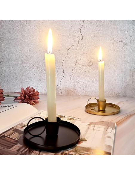 Soporte de Vela de Hierro Negro YIKANGHENG 10 cm - 2 Pcs