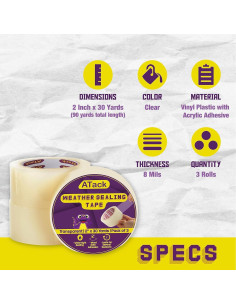Cinta de Sellado ATack 5cm x 27.4m (3-Pack) - Aislamiento Invierno 2