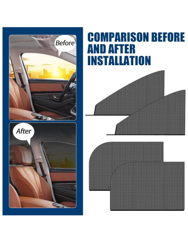 4 Sombrillas para Ventanas de Auto gunroil UV Plegables 79x53cm