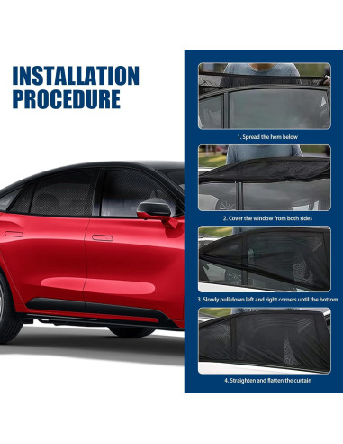 4 Sombrillas para Ventanas de Auto gunroil UV Plegables 79x53cm