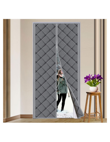 Cortina de Puerta Aislante Magnética TUZIER 32" x 80" Gris