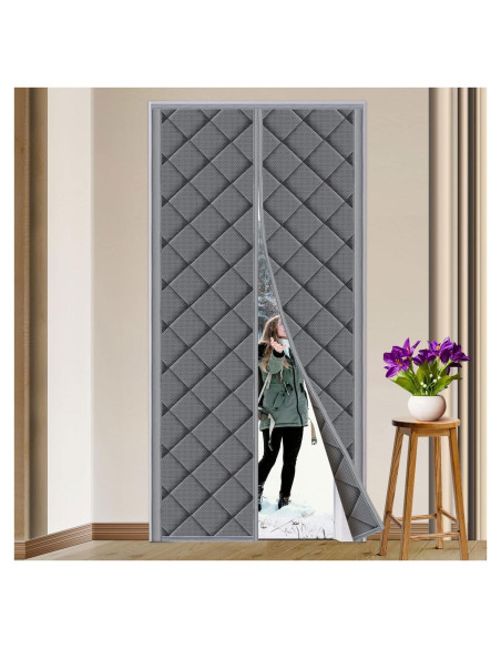 Cortina de Puerta Aislante Magnética TUZIER 32" x 80" Gris