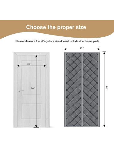 Cortina de Puerta Aislante Magnética TUZIER 32" x 80" Gris