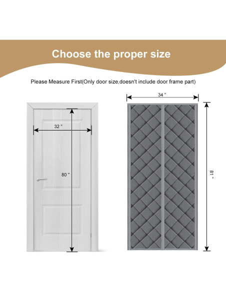 Cortina de Puerta Aislante Magnética TUZIER 32" x 80" Gris