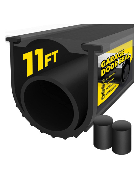 Sello de Puerta de Garaje Holikme 11 Pies Goma Negro Sello de Puerta de Garaje Holikme 11 Pies Goma Negro