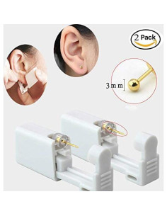 Kit de Perforación de Orejas Desechable 2 Pistolas + Studs 2