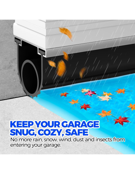 Sello de Puerta de Garaje Holikme 11 Pies Goma Negro Sello de Puerta de Garaje Holikme 11 Pies Goma Negro