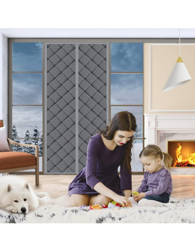 Cortina de Puerta Aislante Magnética TUZIER 32" x 80" Gris