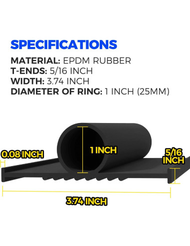 Sello de Puerta de Garaje Holikme 11 Pies Goma Negro