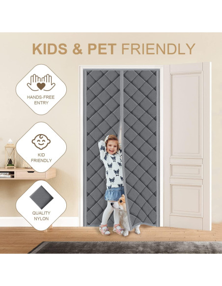 Cortina de Puerta Aislante Magnética TUZIER 32" x 80" Gris