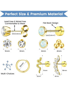 Kit de Perforación de Orejas Nunpag 20 Pcs con Pendientes 2