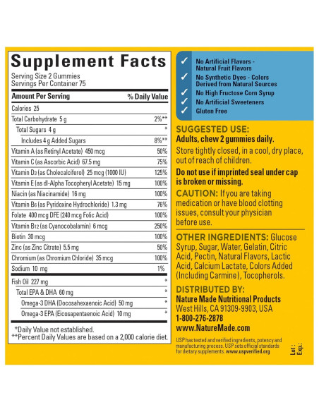 Multivitamina Nature Made para Hombres con Omega-3 150 gomitas