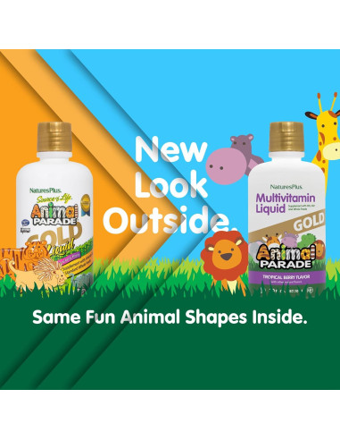Multivitamina Líquida Infantil Nature's Plus Animal Parade Gold 887ml - 120 Porciones