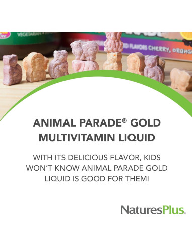 Multivitamina Líquida Infantil Nature's Plus Animal Parade Gold 887ml - 120 Porciones
