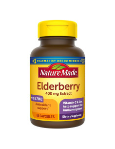 Elderberry Nature Made 400 mg con Vitamina C y Zinc - 60 Cápsulas