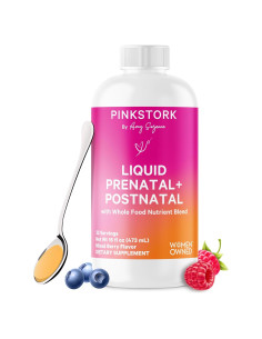 Vitaminas Prenatales Líquidas Pink Stork - Sabor Baya - 32 Porciones