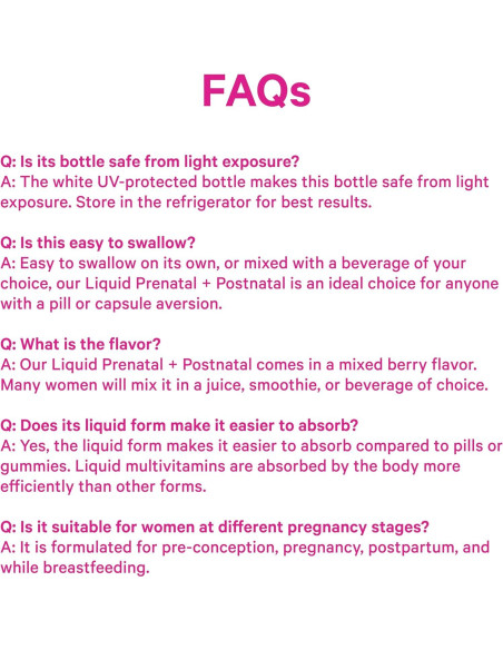 Vitaminas Prenatales Líquidas Pink Stork - Sabor Baya - 32 Porciones