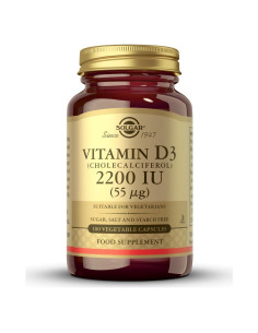 Vitamina D3 Solgar 55 mcg 100 Cápsulas Vegetales - Inmunidad y Huesos