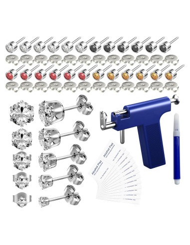 Kit de perforación de orejas YINPAD con 24 pendientes plata