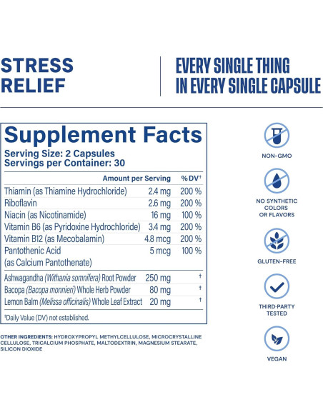 Suplemento Alivio del Estrés HABIT 60 Cápsulas Veganas