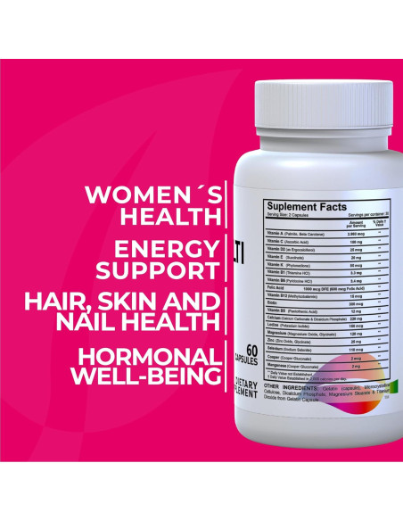 Multivitamínico para Mujeres Hallusa Natural - 60 Cápsulas