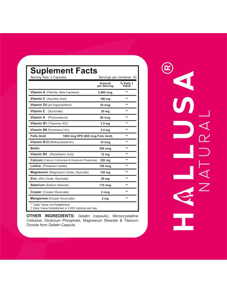 Multivitamínico para Mujeres Hallusa Natural - 60 Cápsulas